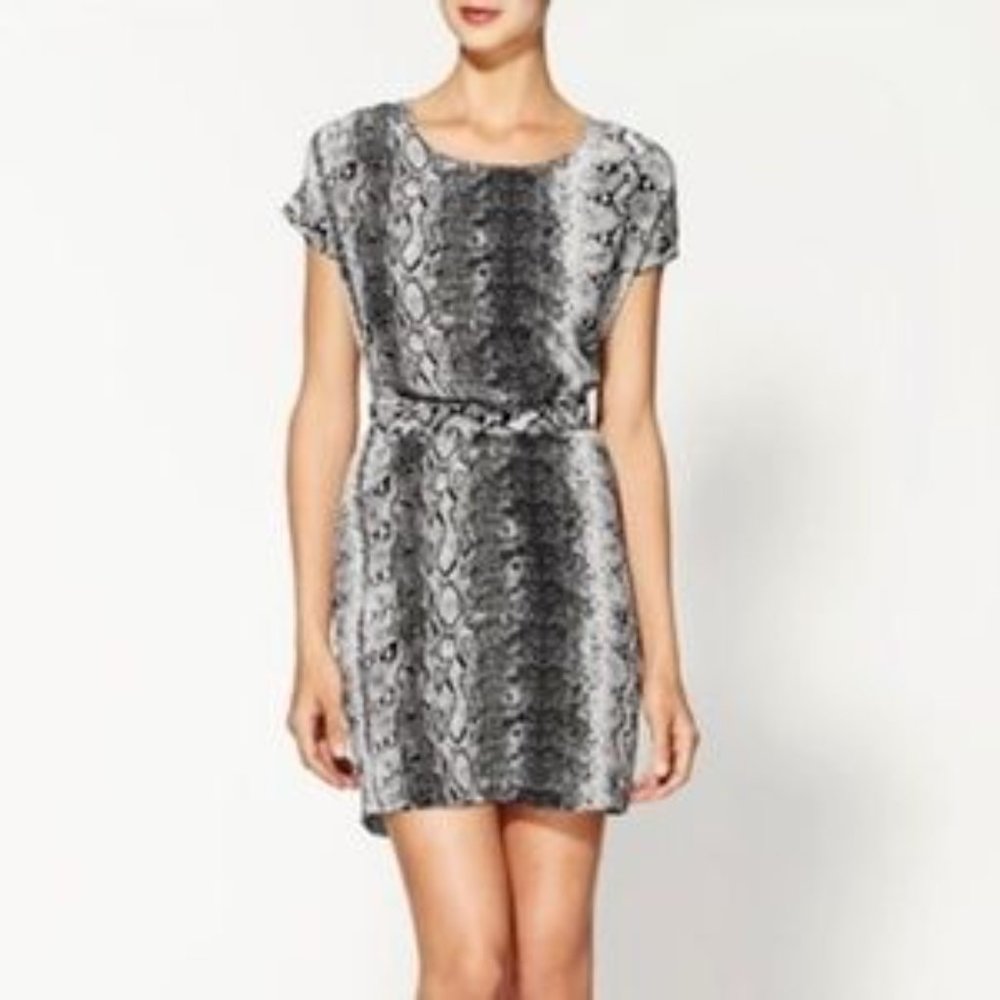 Joie Messa Silk Snakeskin Dress Grey Black